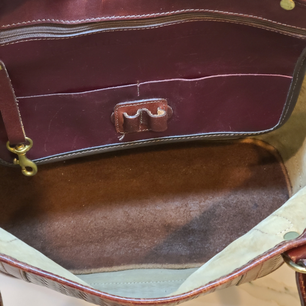 Brahmin Vintage Dark Brown Leather Tote - Picture 10 of 13